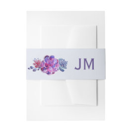Paarse Succulenten Monogram Bruiloft Uitnodigingen Wikkel