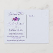 Paarse Succulenten Sla de datum op Aankondigingskaart (Achterkant)