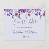 Paarse Succulenten Sla de datum op Aankondigingskaart (Voorkant)