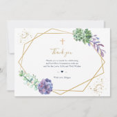 Paarse Succulents Communie Hartelijk dank Bedankkaart (Voorkant)