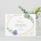 Paarse Succulents Communie Hartelijk dank Bedankkaart (Staand voorkant)