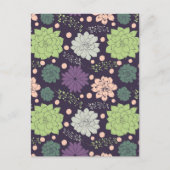 Paarse Succulents Floral Pattern Briefkaart (Voorkant)