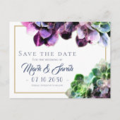 Paarse Succulents Wedding Save the Date Aankondigingskaart (Voorkant)