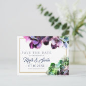 Paarse Succulents Wedding Save the Date Aankondigingskaart (Staand voorkant)