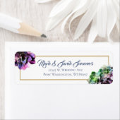 Paarse Succulturen met blauwe tekst Tan Line Weddi Etiket (Insitu)