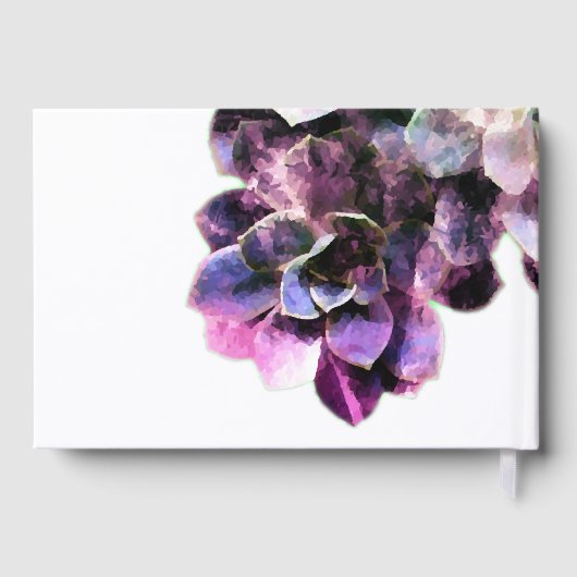 Paarse Succulturen met blauwe tekst Tan Line Weddi Gastenboek (Achterkant)