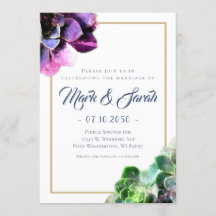 Paarse Succulturen met blauwe tekst Tan Line Weddi