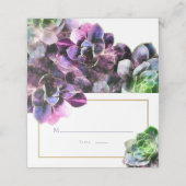 Paarse Succulturen met blauwe tekst Tan Line Weddi Plaatskaartje (Buitenkant ongevouwen)