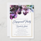 Paarse Succulturen met Blue Text Engagement Party Kaart (Voorkant)