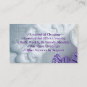 Paarse Suds Elegant Schoonmaakservice Huishouden Visitekaartje (Achterkant)