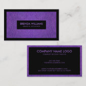 Paarse suède lederen bloemmotief visitekaartje (Voorkant / Achterkant)