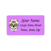 Paarse Sugar Skull Adresetiketten Etiket (Voorkant)