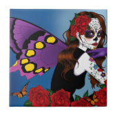 Paarse Sugar Skull Fairy Tegeltje (Voorkant)