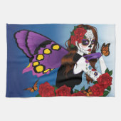 Paarse Sugar Skull Fairy Theedoek (Horizontaal)