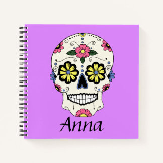 Paarse Sugar Skull gepersonaliseerd mini-Notitiebo Notitieboek