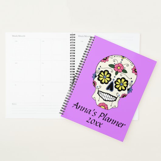 Paarse Sugar Skull Gepersonaliseerde Planner Notit (Display)