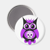 Paarse Sugar Skull Uil Magnet (Voorkant / Achterkant)