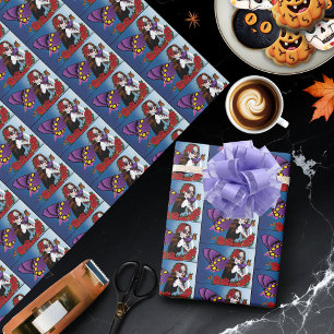 Paarse Suiker Schedel Fee Rode Rozen Monarchen Got Cadeaupapier