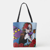 Paarse Suiker Schedel Fee Rode Rozen Monarchen Got Tote Bag (Achterkant)