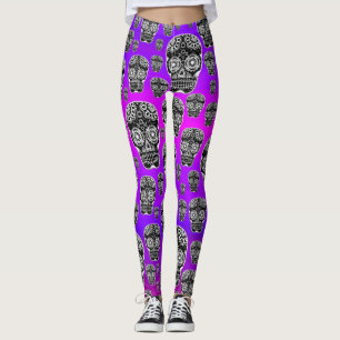 Paarse Suiker Schedel Leggings