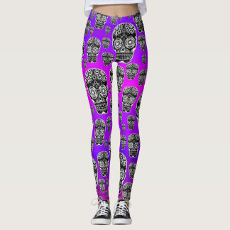 Paarse Suiker Schedel Leggings
