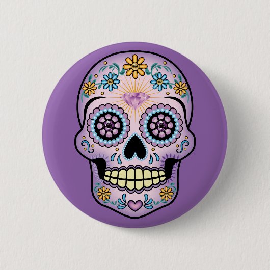 Paarse Suikerhuid Ronde Button 5,7 Cm (Voorkant)