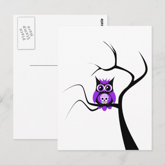 Paarse suikerriet Vogelknol in het Briefkaart van  (Voorkant / Achterkant)