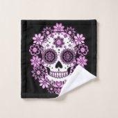 Paarse suikerschedel bad handdoek (Wasdoekje)