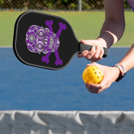 Paarse suikerschedel Dag van de dode schedel Pickleball Paddle (Insitu)