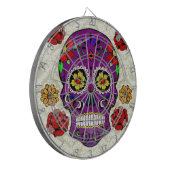 Paarse Suikerschedel (Dag van de Doden) Dartbord (Voorkant Links)