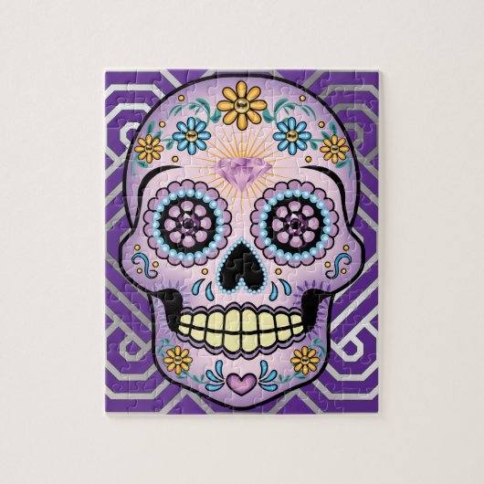 Paarse suikerschedel legpuzzel (Verticaal)