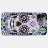 Paarse suikerschedel met bloemen Case-Mate iPhone case (Achterkant (horizontaal))