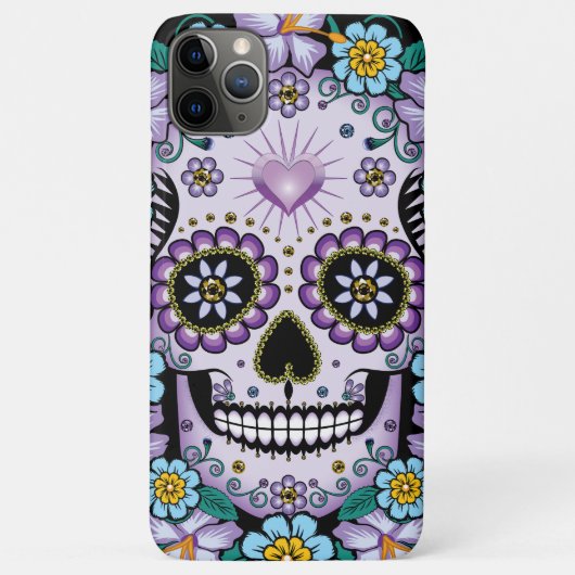 Paarse suikerschedel met bloemen Case-Mate iPhone case (Achterkant)