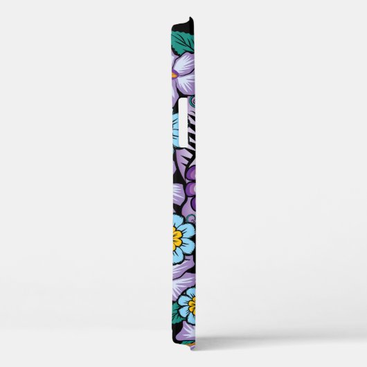 Paarse suikerschedel met bloemen Case-Mate iPhone case (Achterkant / Rechts)