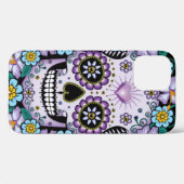 Paarse suikerschedel met bloemen Case-Mate iPhone case (Achterkant (horizontaal))