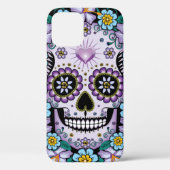 Paarse suikerschedel met bloemen Case-Mate iPhone case (Achterkant)