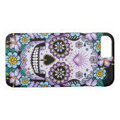Paarse suikerschedel met bloemen Case-Mate iPhone case (Achterkant (Horizontaal))