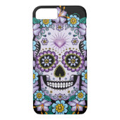 Paarse suikerschedel met bloemen Case-Mate iPhone case (Achterkant)