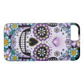 Paarse suikerschedel met bloemen Case-Mate iPhone case (Achterkant (Horizontaal))