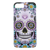 Paarse suikerschedel met bloemen Case-Mate iPhone case (Achterkant)