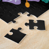 Paarse suikerschedel met bloemen legpuzzel (Zijkant)