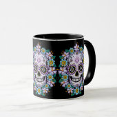 Paarse suikerschedel met bloemen mok (Voorkant rechts)