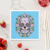 Paarse suikerschedel met bloemen servet (Insitu)