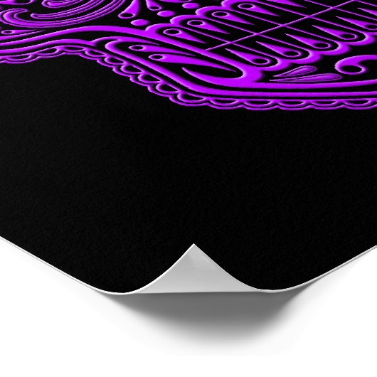 Paarse suikerschedel op zwart poster (Hoek)