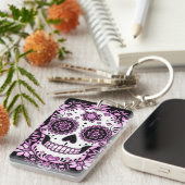 Paarse suikerschedel sleutelhanger (Voorkant Rechts)