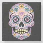 Paarse suikerschedel stenen onderzetter (Voorkant)
