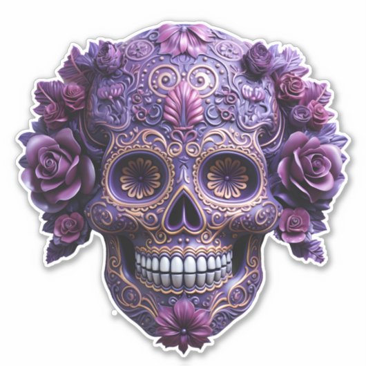 Paarse suikerschedel sticker (Voorkant)