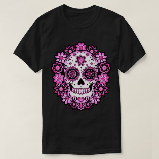 Paarse suikerschedel t-shirt (Design voorkant)