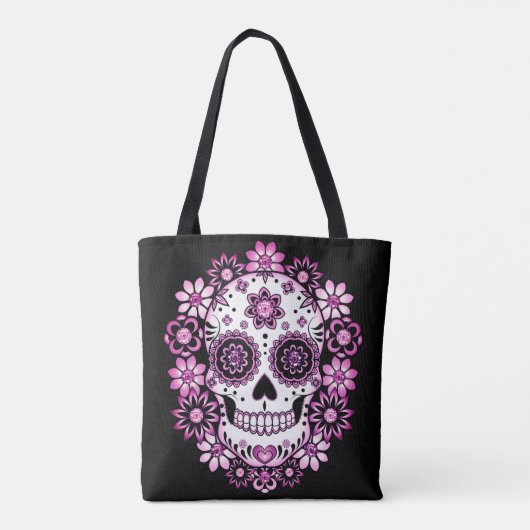 Paarse suikerschedel tote bag (Achterkant)