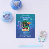 Paarse Summer Club Beach Graduparty Flyer (Enkel)